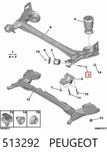 Tornillo (tuerca) de sujeción 513292 Peugeot/Citroen