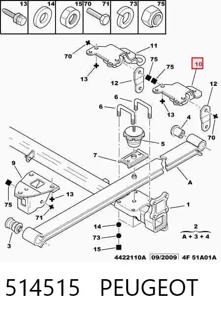 Soporte de muelle del eje trasero 514515 Peugeot/Citroen