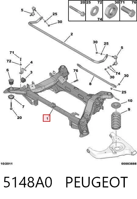 Puente trasero Peugeot 607 9D, 9U