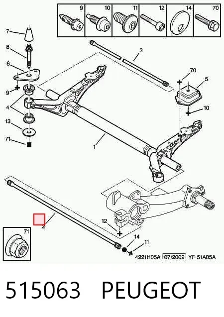 Barra de torsión trasera izquierda 515063 Peugeot/Citroen