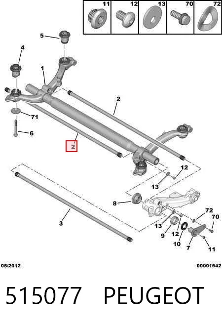 Barra de torsión trasera izquierda 515077 Peugeot/Citroen