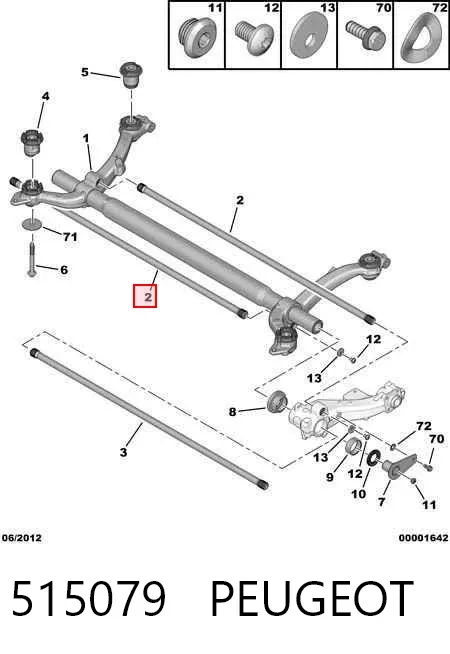 Barra de torsión trasera derecha 515079 Peugeot/Citroen