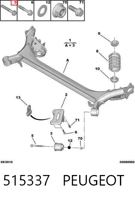 Perno de fijación de viga trasera 515337 Peugeot/Citroen