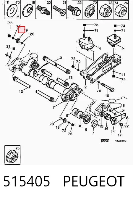 Buje delantero de la barra de suspensión delantera 515405 Peugeot/Citroen