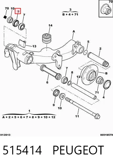 Retén de cubo trasero 515414 Peugeot/Citroen