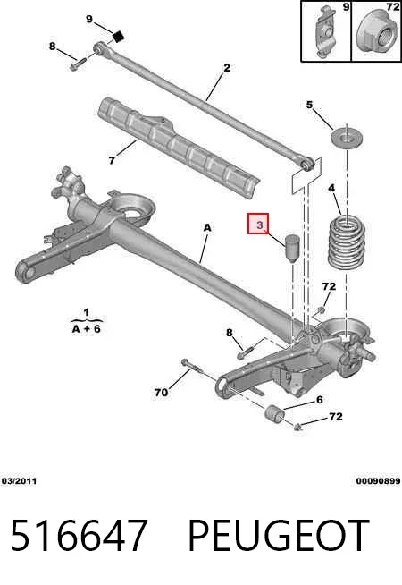 Tope de amortiguador trasero 516647 Peugeot/Citroen