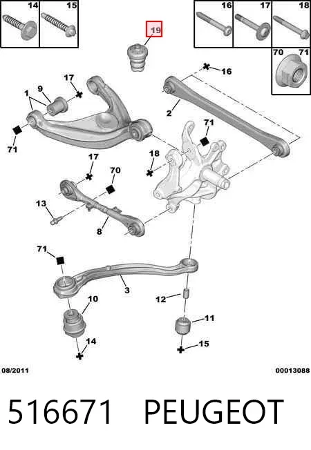 Tope de amortiguador trasero 516671 Peugeot/Citroen