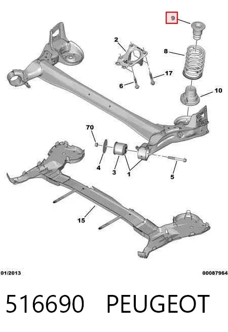 Tope de muelle trasero 516690 Peugeot/Citroen