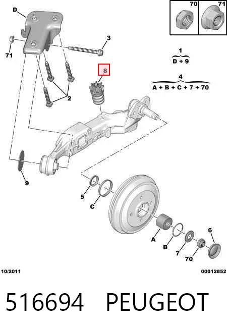 Tope de amortiguador trasero 516694 Peugeot/Citroen