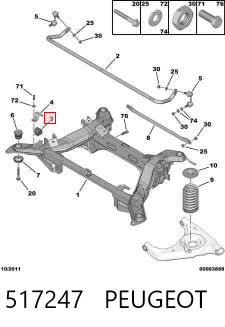 Buje de barra estabilizadora trasera 517247 Peugeot/Citroen