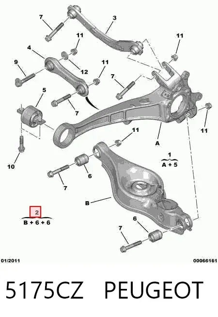 Brazo suspension trasero inferior izquierdo 5175CZ Peugeot/Citroen