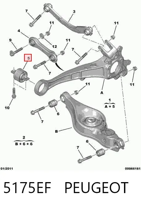 Brazo de suspensión, trasera derecha 5175EF Peugeot/Citroen
