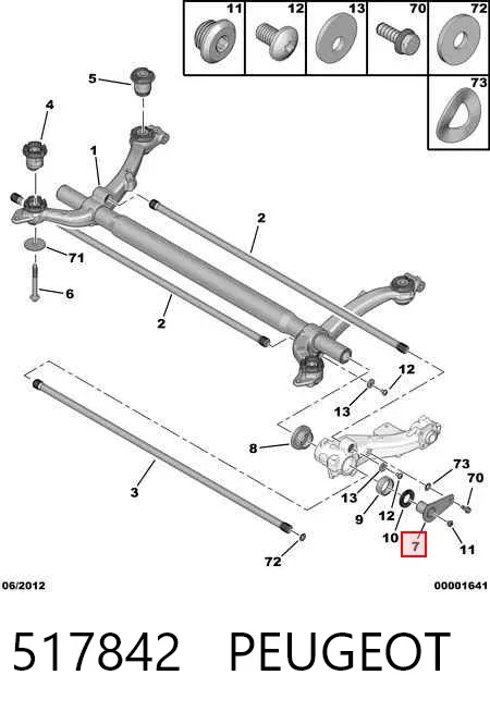 Soporte de barra de torsión trasera 517842 Peugeot/Citroen