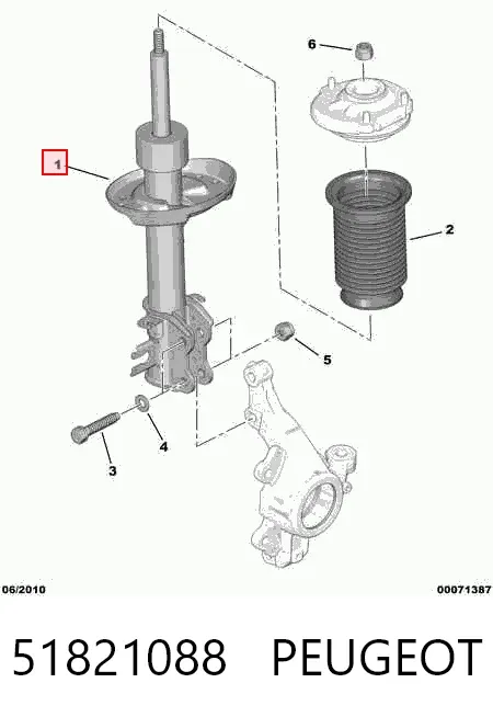 Amortiguador delantero derecho 51821088 Peugeot/Citroen