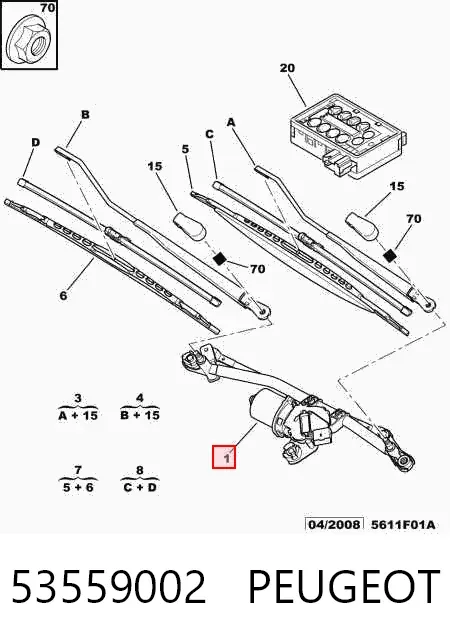 Motor limpiaparabrisas 53559002 Peugeot/Citroen