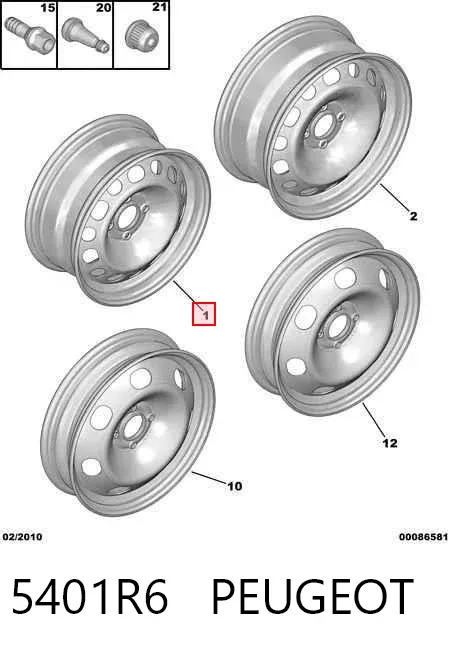 Llantas de acero (Estampado) 5401R6 Peugeot/Citroen