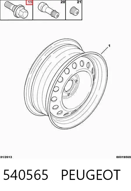 Tornillo de rueda 540565 Peugeot/Citroen