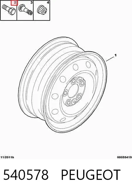 Tornillo de rueda 540578 Peugeot/Citroen