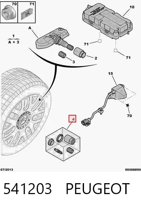 Soporte del sensor de presión de neumáticos 541203 Peugeot/Citroen