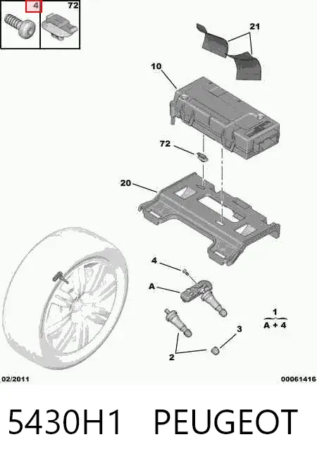 Sensor de presión de neumáticos 5430H1 Peugeot/Citroen