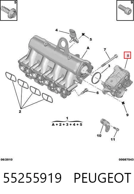 Cuerpo de mariposa 55255919 Peugeot/Citroen