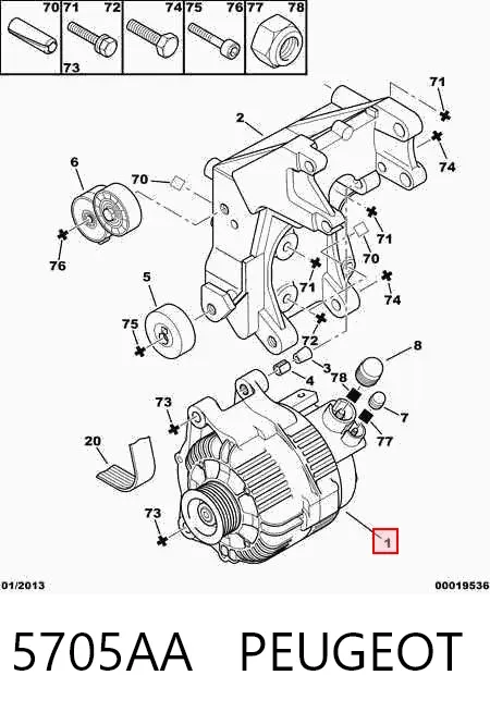 Alternador 5705AA Peugeot/Citroen
