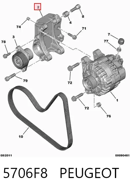 Soporte del alternador 5706F8 Peugeot/Citroen