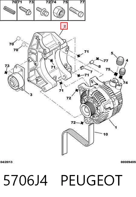 Soporte del alternador 5706J4 Peugeot/Citroen