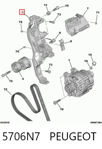 Soporte del alternador PEUGEOT 5706N7