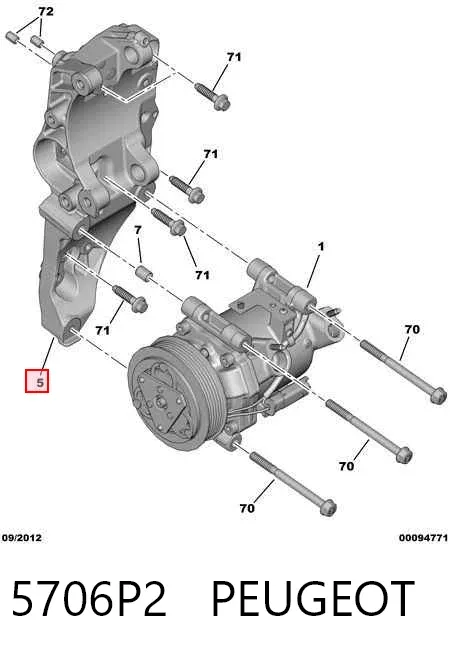 Soporte del alternador 5706P2 Peugeot/Citroen