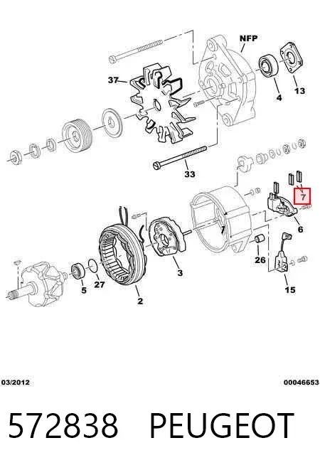 Escobillas alternador 572838 Peugeot/Citroen