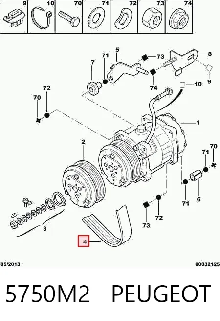 Correa de alternador 5750M2 Peugeot/Citroen