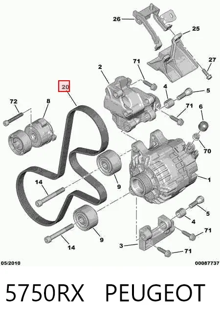 Correa de alternador 5750RX Peugeot/Citroen