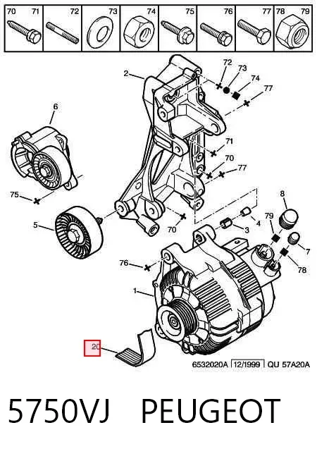 Correa de alternador 5750VJ Peugeot/Citroen