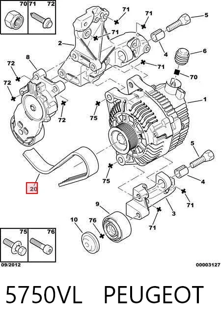 Correa de alternador 5750VL Peugeot/Citroen
