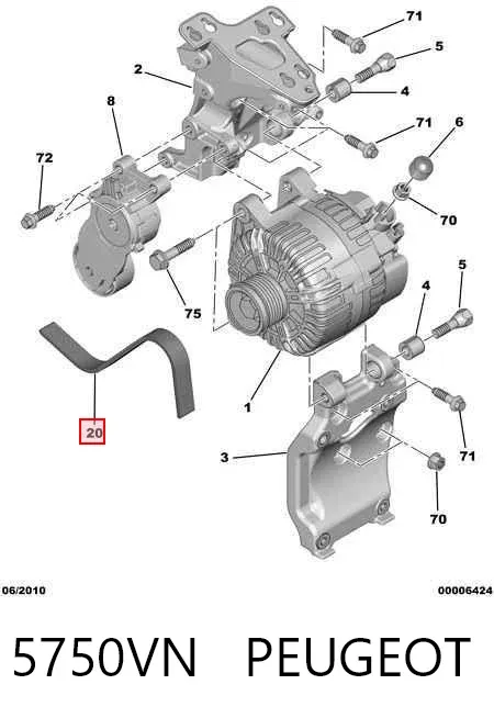 Correa de alternador 5750VN Peugeot/Citroen