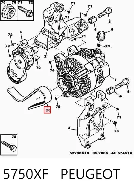 Correa de alternador 5750XF Peugeot/Citroen