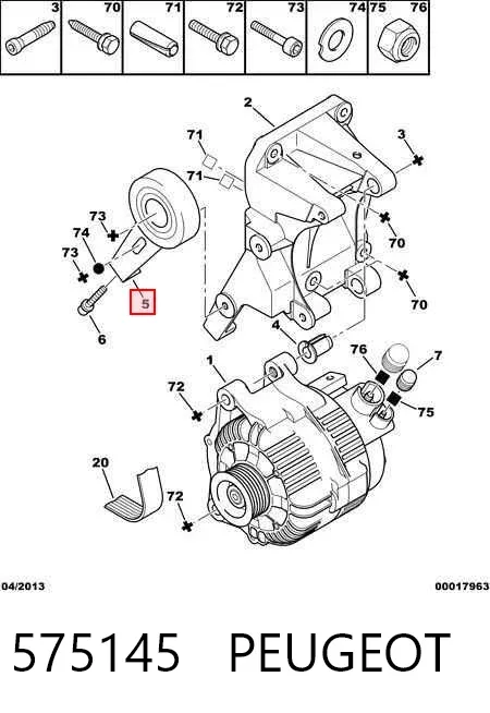 Polea tensora correa poli V 575145 Peugeot/Citroen