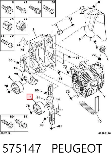 Polea tensora correa poli V 575147 Peugeot/Citroen