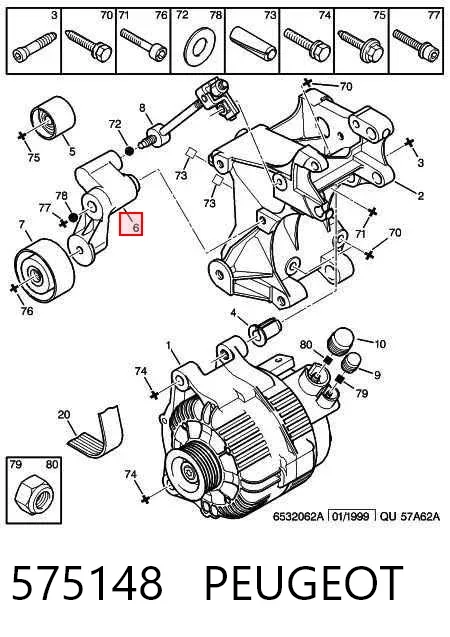 Tensor de correa poli V 575148 Peugeot/Citroen