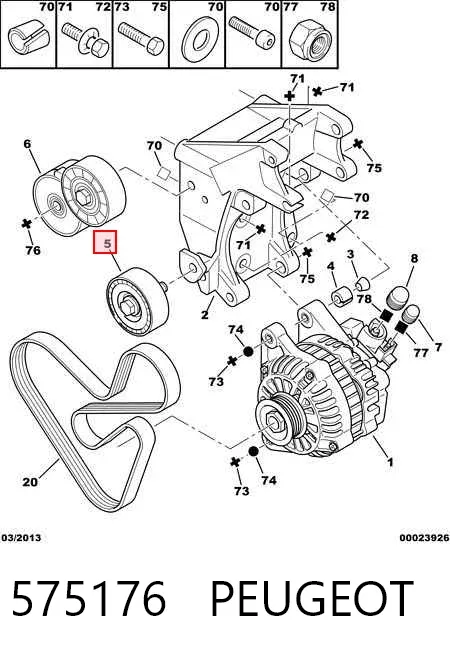Polea inversión / guía, correa poli V 575176 Peugeot/Citroen