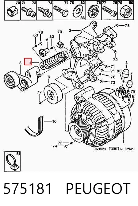 Tensor de correa poli V 575181 Peugeot/Citroen
