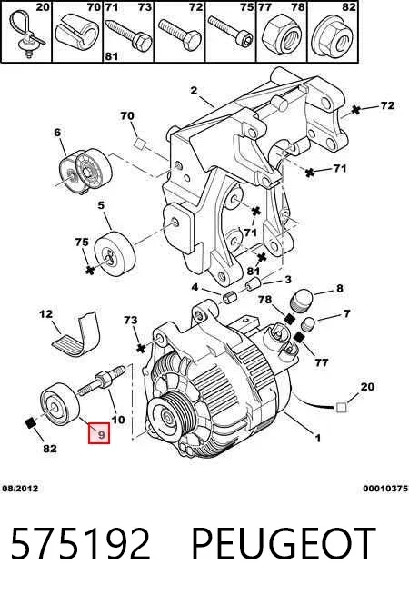 Polea inversión / guía, correa poli V 575192 Peugeot/Citroen