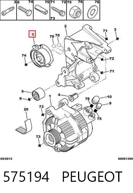 Tensor de correa poli V 575194 Peugeot/Citroen
