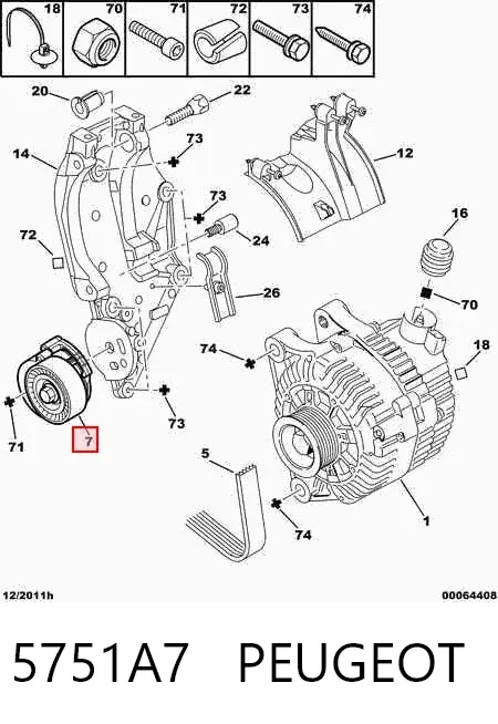 Tensor de correa de alternador 5751A7 Peugeot/Citroen