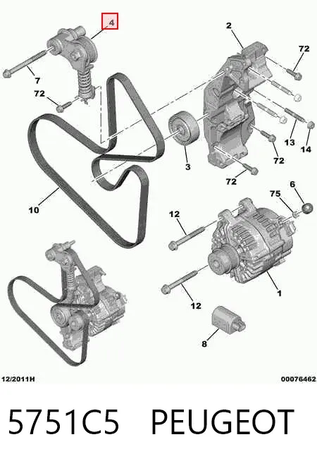 Tensor de correa poli V 5751C5 Peugeot/Citroen