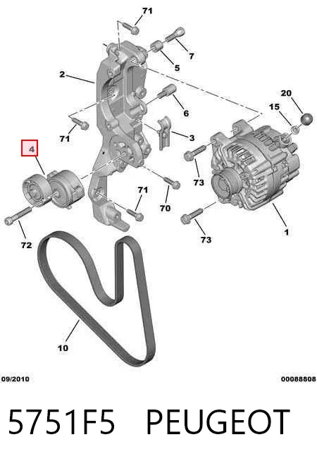 Tensor de correa de alternador 5751F5 Peugeot/Citroen