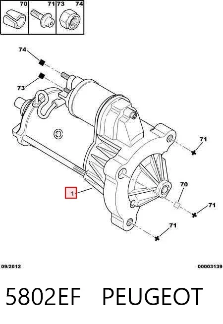 Motor de arranque 5802EF Peugeot/Citroen