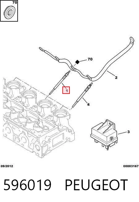 Bujía de precalentamiento 596019 Peugeot/Citroen