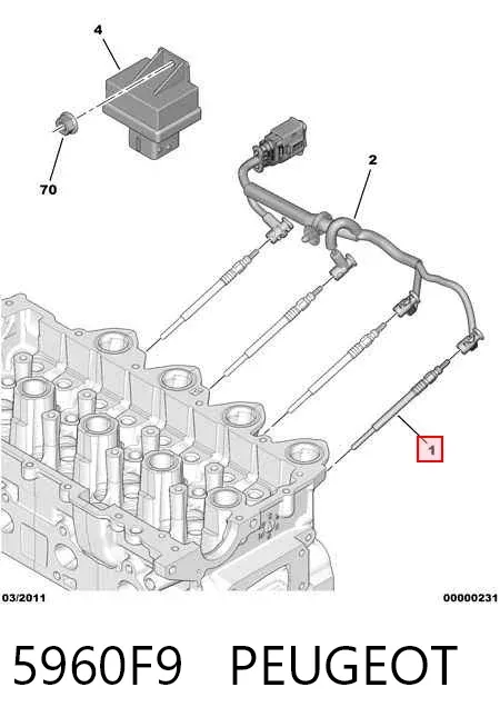Bujía de precalentamiento 5960F9 Peugeot/Citroen